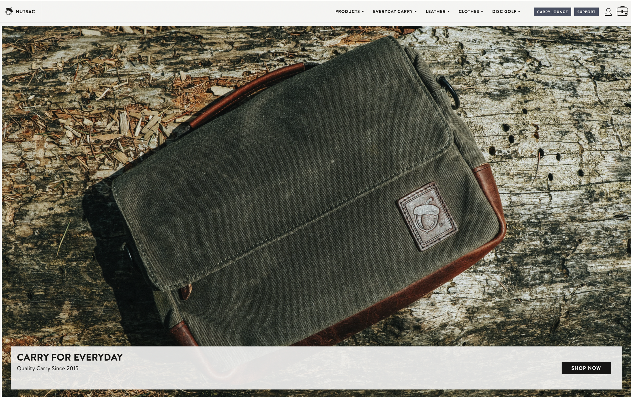 NutSac homepage hero — Carry For Everyday